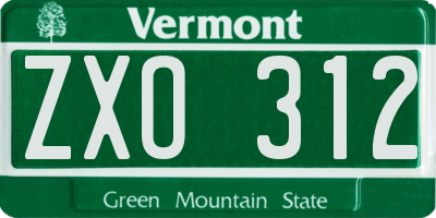 VT license plate ZXO312