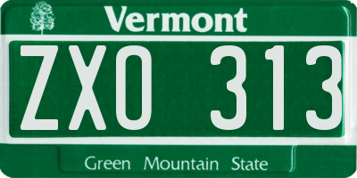 VT license plate ZXO313