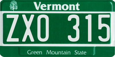 VT license plate ZXO315