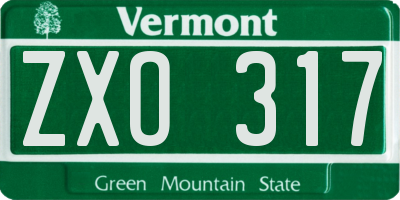 VT license plate ZXO317