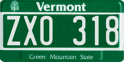 VT license plate ZXO318