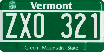 VT license plate ZXO321