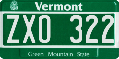 VT license plate ZXO322