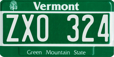 VT license plate ZXO324