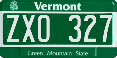 VT license plate ZXO327
