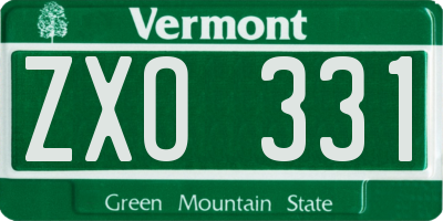 VT license plate ZXO331