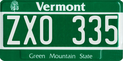 VT license plate ZXO335