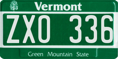 VT license plate ZXO336