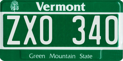 VT license plate ZXO340