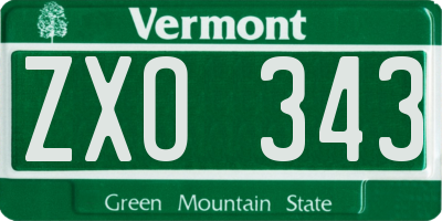VT license plate ZXO343