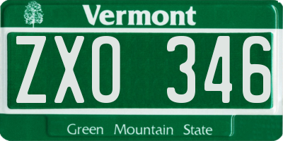 VT license plate ZXO346