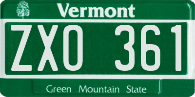 VT license plate ZXO361