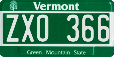 VT license plate ZXO366