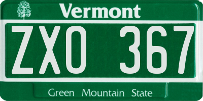 VT license plate ZXO367