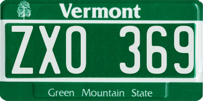 VT license plate ZXO369