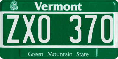 VT license plate ZXO370