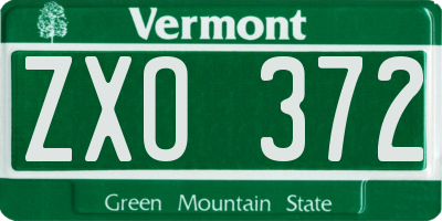VT license plate ZXO372
