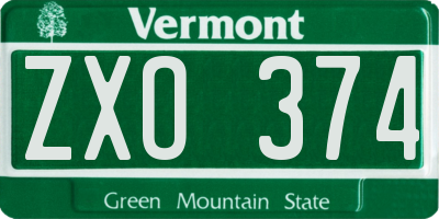 VT license plate ZXO374