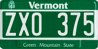 VT license plate ZXO375