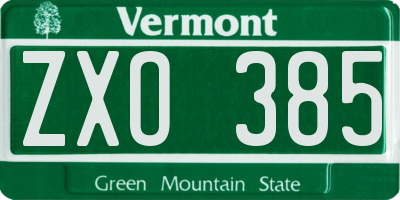 VT license plate ZXO385
