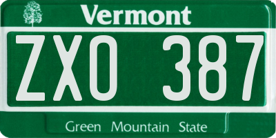 VT license plate ZXO387