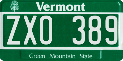 VT license plate ZXO389