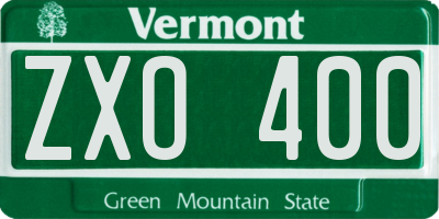 VT license plate ZXO400