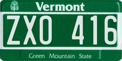 VT license plate ZXO416