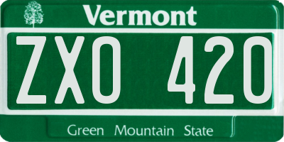 VT license plate ZXO420