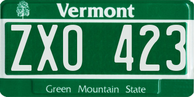 VT license plate ZXO423