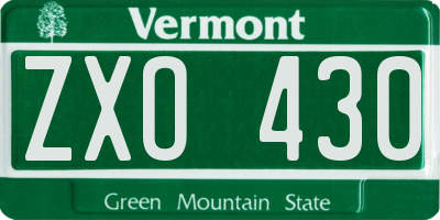 VT license plate ZXO430