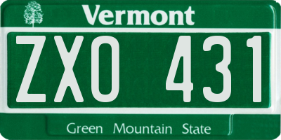 VT license plate ZXO431