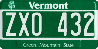 VT license plate ZXO432
