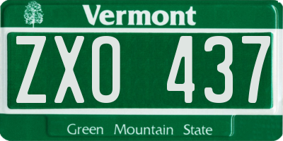 VT license plate ZXO437