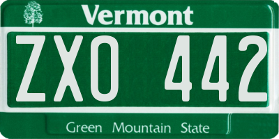 VT license plate ZXO442