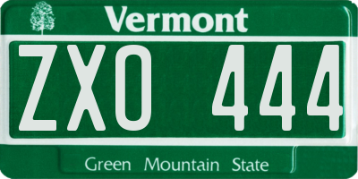 VT license plate ZXO444