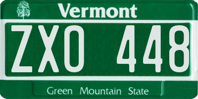VT license plate ZXO448