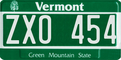 VT license plate ZXO454