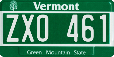 VT license plate ZXO461