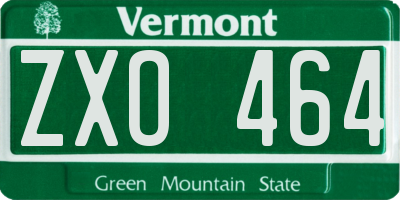 VT license plate ZXO464