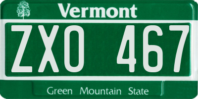 VT license plate ZXO467