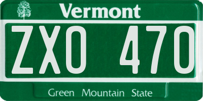 VT license plate ZXO470