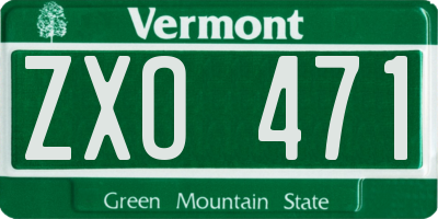 VT license plate ZXO471