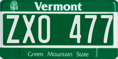 VT license plate ZXO477