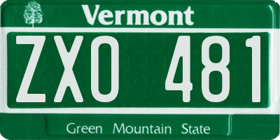 VT license plate ZXO481