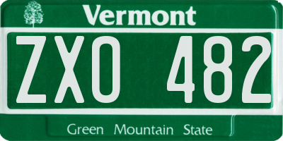 VT license plate ZXO482