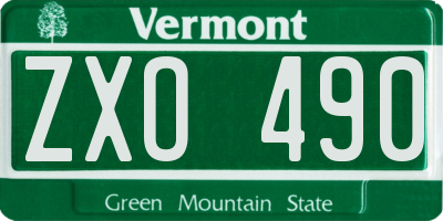 VT license plate ZXO490