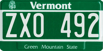 VT license plate ZXO492