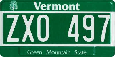 VT license plate ZXO497