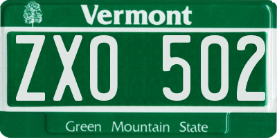VT license plate ZXO502